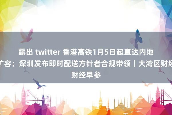露出 twitter 香港高铁1月5日起直达内地站点扩容；深圳发布即时配送方针者合规带领丨大湾区财经早参