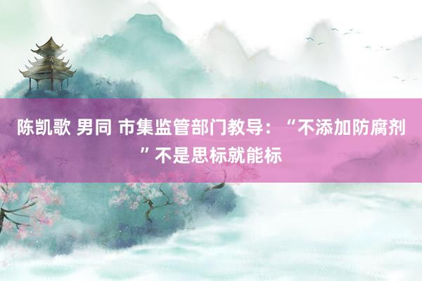 陈凯歌 男同 市集监管部门教导：“不添加防腐剂”不是思标就能标